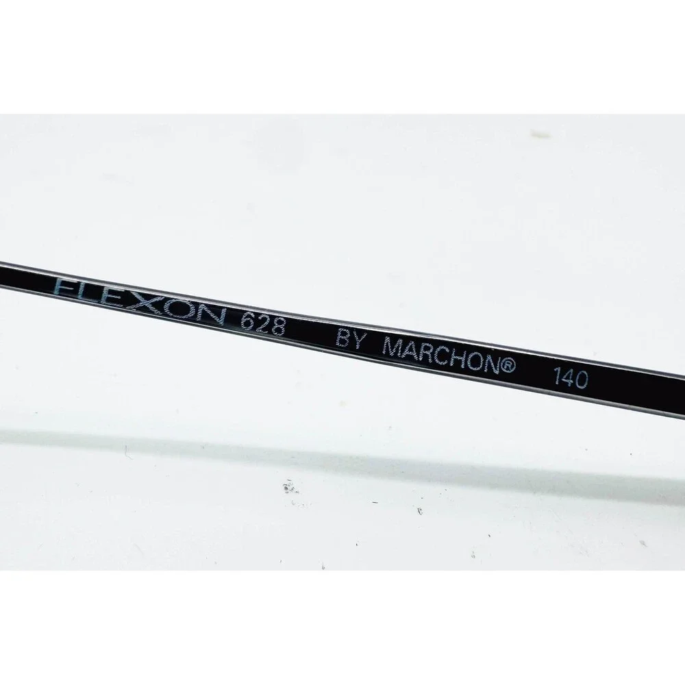 Flexon Eyeglasses Mens Black 628 Marchon Metal Rectangle 51-18-140